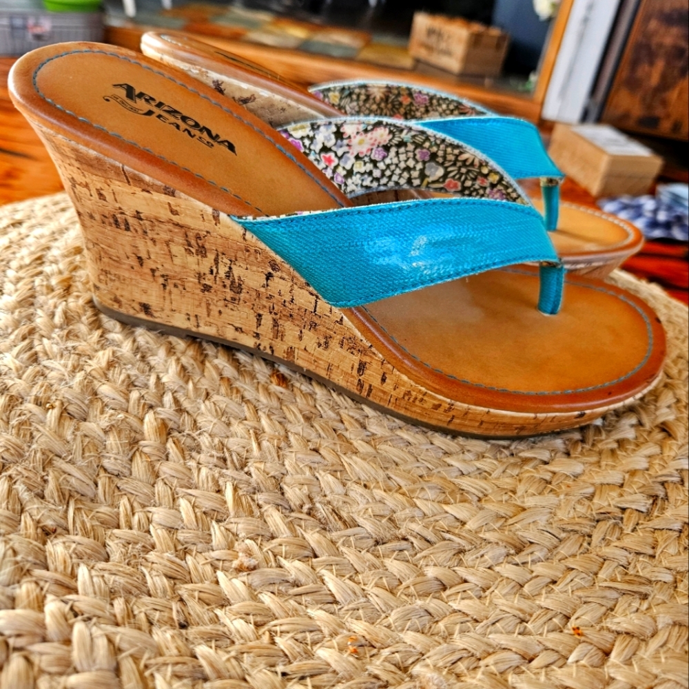 Arizona Jean Co Wedge Sandals - Teal